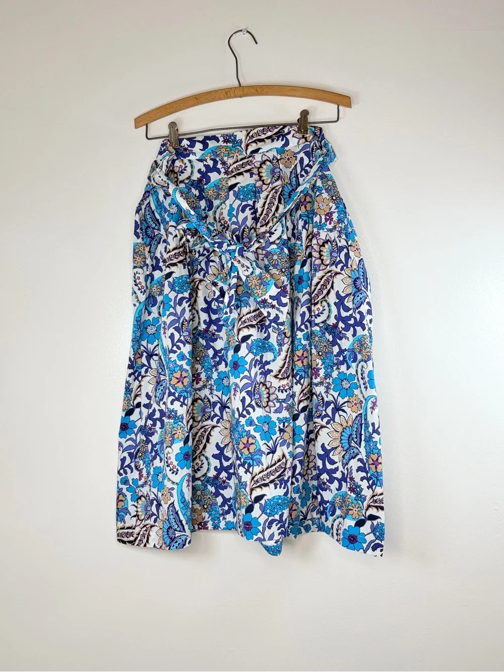 Talbots Paisley Floral Tie Waist Midi Skirt